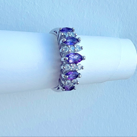 💜 Amethyst and cubic zirconia sterling silver (925) ring - Picture 9 of 11